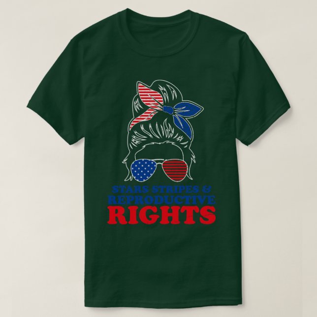Retro Messy Bun Pro Choice Stars Streifen Reproduc T-Shirt (Design vorne)