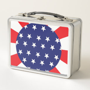 Retro Metal Lunchbox With Stars and Stripes 