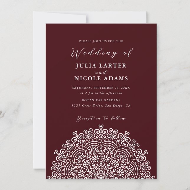 Retro Mexican Terrain Flourishing Mandala Wedding Einladung (Vorderseite)