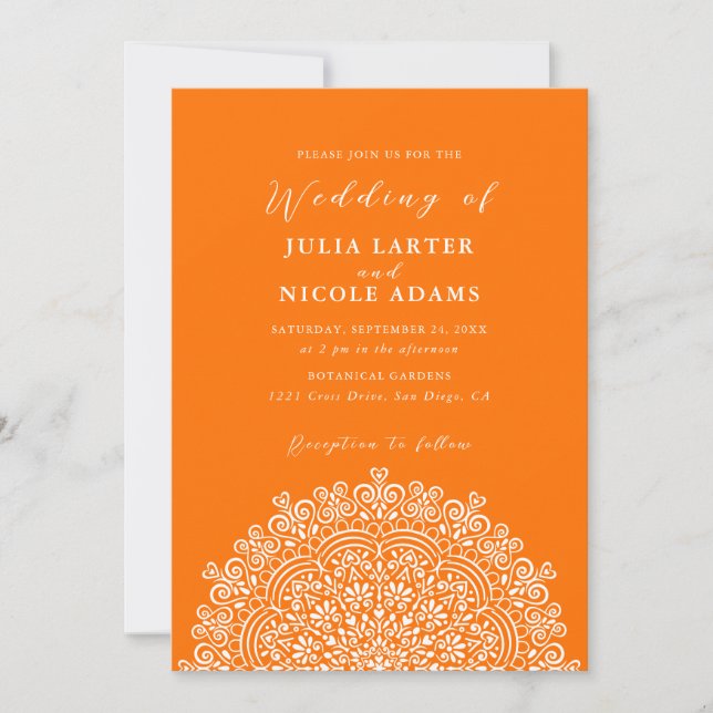 Retro Mexican Terrain Flourishing Mandala Wedding Einladung (Vorderseite)