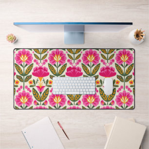 Retro-mexikanische Blumen Fuchsienrosa Floral Schreibtischunterlage