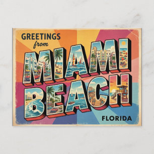 Retro-Miami-Beach-Florida-Reisepostkartendesign Postkarte