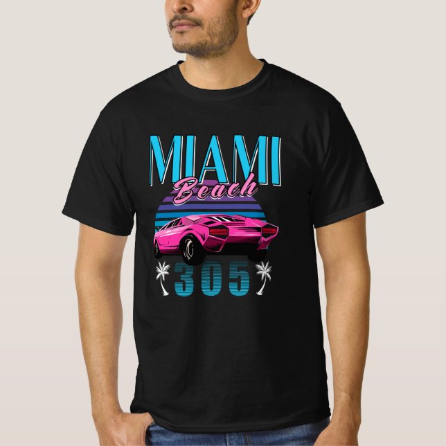 Retro Miami Florida 305 Auto T-Shirt (Vorderseite)