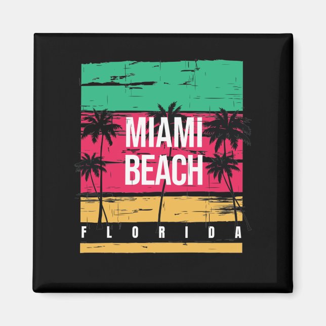 Retro Miami Florida Beach Souvenir Magnet (Vorne)