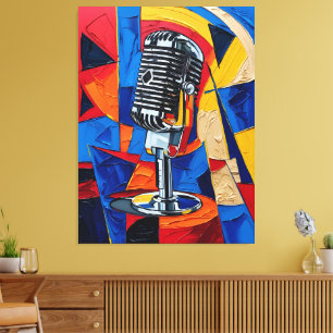 Retro Mic Vibes Leinwanddruck