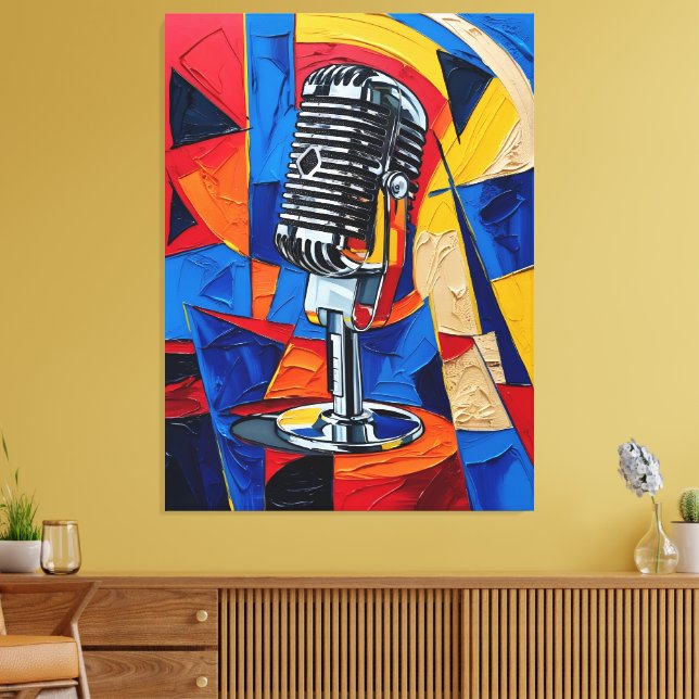 Retro Mic Vibes Leinwanddruck (Insitu (Wohnzimmer))