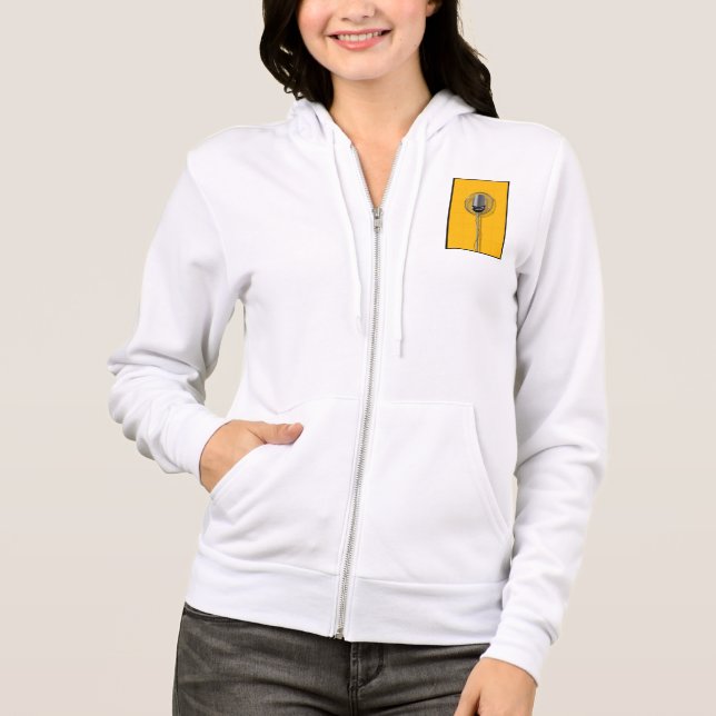Retro Microphone on Bold Yellow Hoodie (Vorderseite)