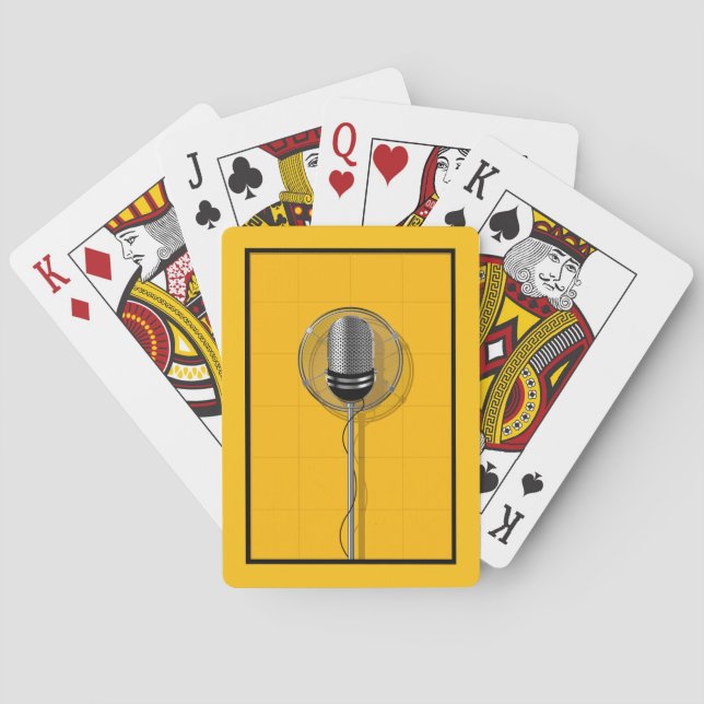 Retro Microphone on Bold Yellow Spielkarten (Rückseite)
