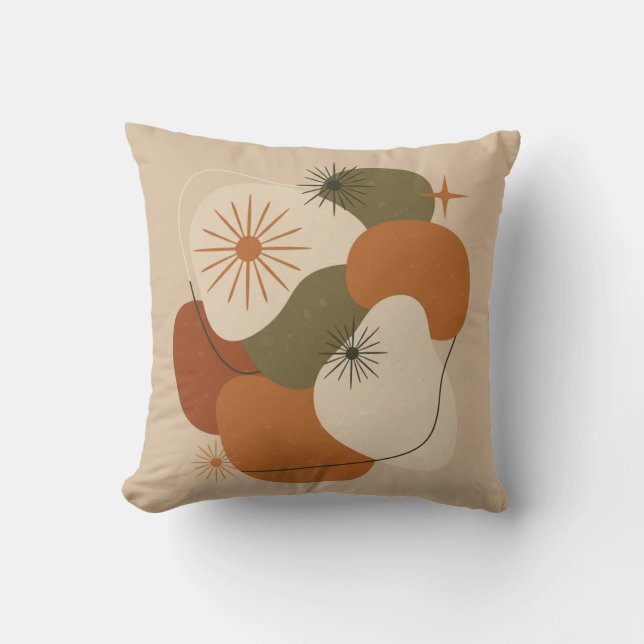 Retro Mid-Century Abstract Throw Pillow Kissen (Vorderseite)