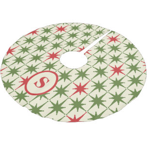 Retro-Mid-Century-Atom-Christstern-Initiale Polyester Weihnachtsbaumdecke