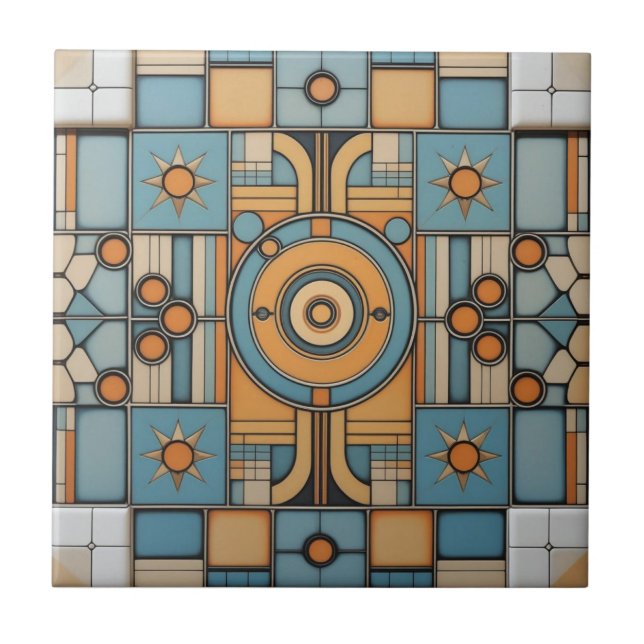 Retro-Mid-Century-Atom-Geometrisches Muster Fliese (Vorderseite)