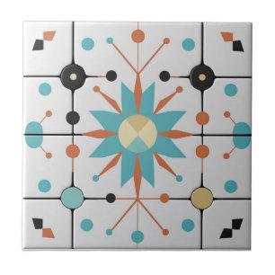 Retro-Mid-Century-Atom-Geometrisches Muster Fliese