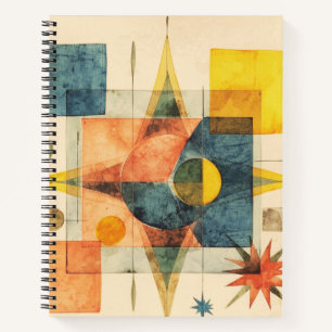 Retro-Mid-Century-Atom-Geometrisches Muster Notizbuch