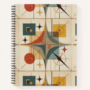 Retro-Mid-Century-Atom-Geometrisches Muster Notizbuch