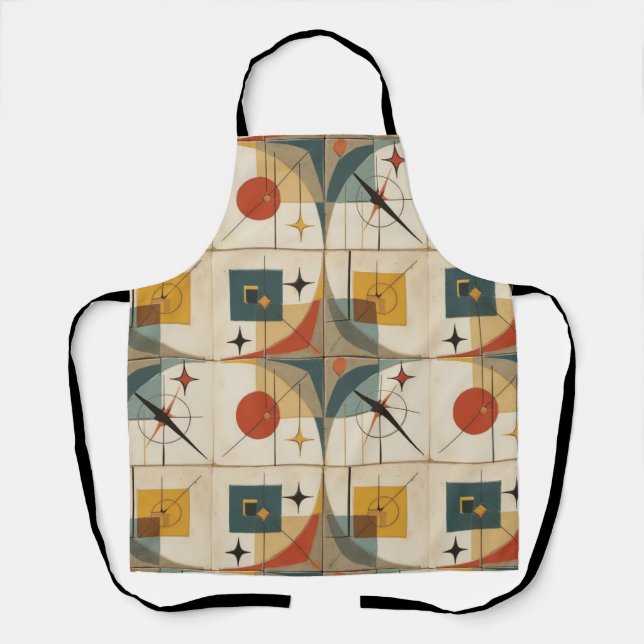 Retro-Mid-Century-Atom-Geometrisches Muster Schürze (Vorderseite)