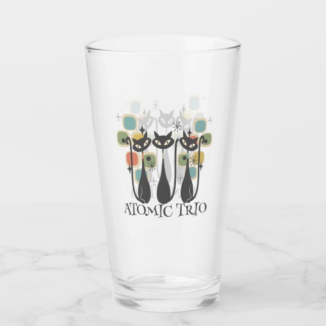 Retro Mid Century Black Atomic Cats MCM Glas (Vorderseite)