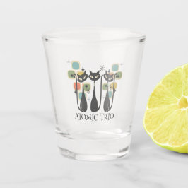Retro Mid Century Black Atomic Cats MCM Schnapsglas