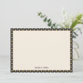 Retro Mid Century Bold Black Gold Floral Wedding Dankeskarte