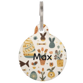 Retro Mid‑Century Easter Pet Tag | Atomic Bunny Haustiermarke