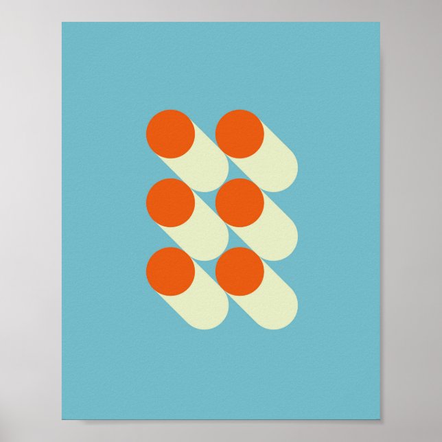 Retro Mid Century Geometric Dots  Poster (Vorne)