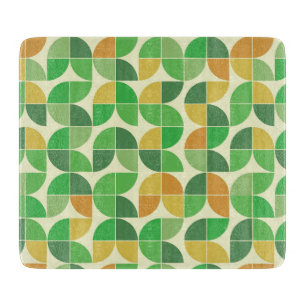 Retro-Mid-Century-Geometrisches Blumenmuster in Gr Schneidebrett