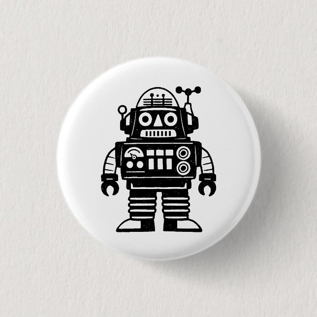 Retro-Mid-Century-inspirierter Roboter Button (Vorderseite)