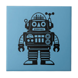 Retro-Mid-Century-inspirierter Roboter Fliese
