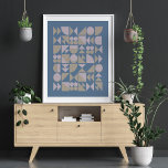 Retro Mid Century Mod geometrische Formen Blau Poster<br><div class="desc">Retro Mid Century Mod Geometric Shapes Blue Poster</div>