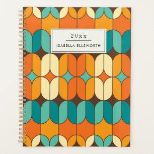 Retro Mid Century Mod Orange Personalisiert 2025 Planer