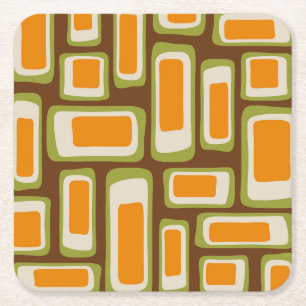 Retro-Mid-Century-Modern-Abstrakt Rechteckiger Pappuntersetzer