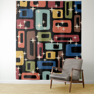 Retro-Mid-Century-Modern-Abstrakt Wandteppich
