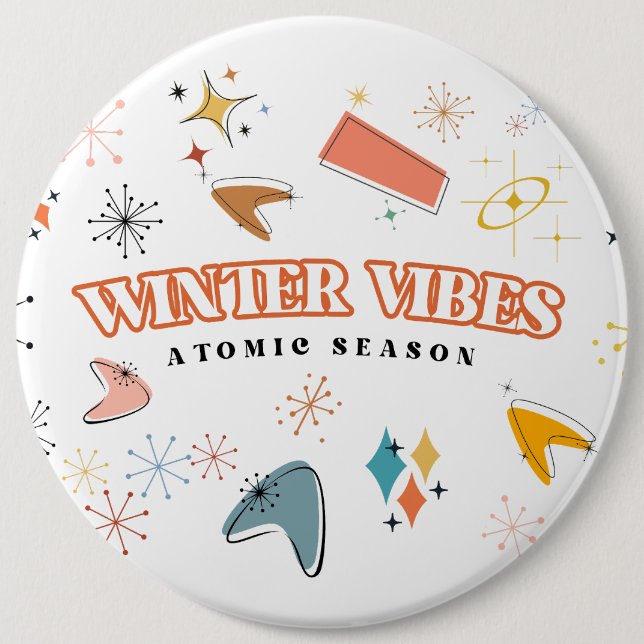 Retro-Mid-Century-Modern-Atom-Winter-Vibes Button (Vorderseite)
