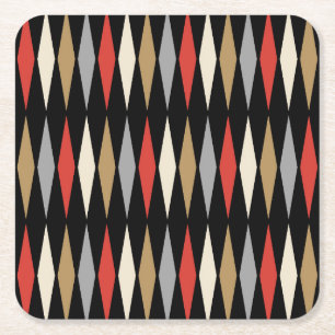 Retro-Mid-Century-Modern-Diamantmuster Rechteckiger Pappuntersetzer