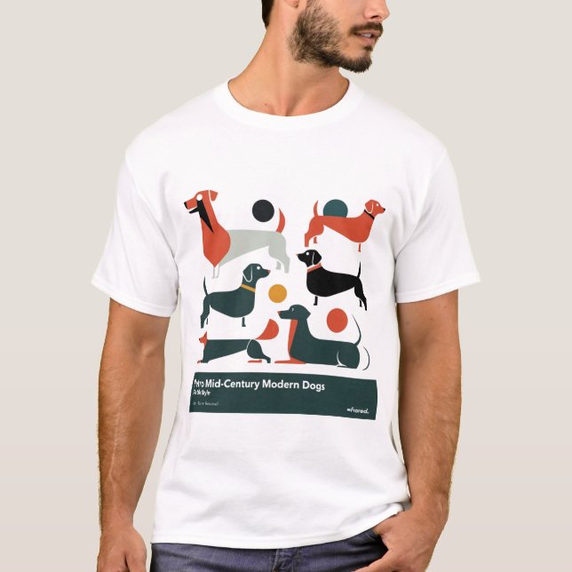 Retro Mid-Century Modern Dogs 50s 60s Style abstra T-Shirt (Vorderseite)