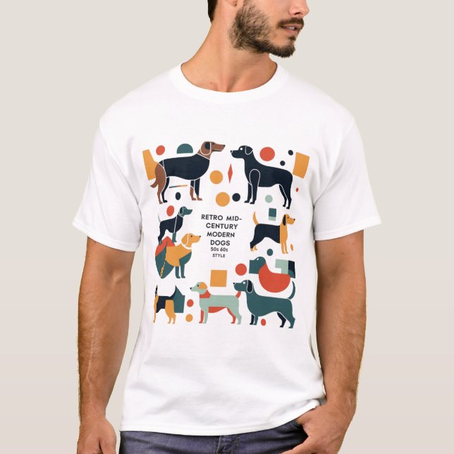 Retro Mid-Century Modern Dogs 50s 60s Style abstra T-Shirt (Vorderseite)