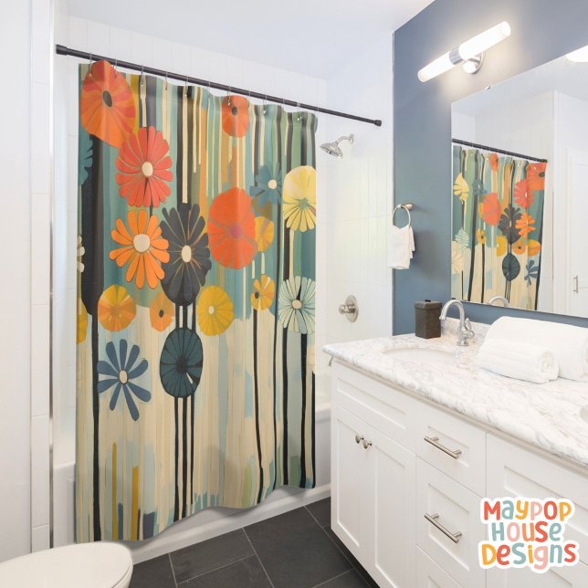 Retro Mid Century Modern Duschvorhang (mid century modern shower curtain bathroom decor)