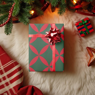 Retro-Mid-Century-Modern-Feiertags-Geometrisch-Blu Geschenkpapier