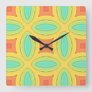 Retro-Mid-Century-Modern-Geometrisch-Oval Quadratische Wanduhr