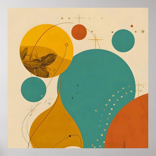 Retro-Mid-Century-Modern-geometrische-abstrakte Ge Poster (Vorne)