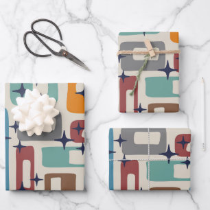 Retro Mid Century Modern Geschenkpapier Set