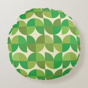 Retro-Mid-Century-Modern-grünes geometrisches Must Rundes Kissen