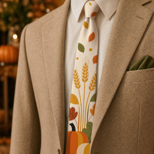 Retro Mid-Century Modern Kürbis Thanksgiving Männe Krawatte