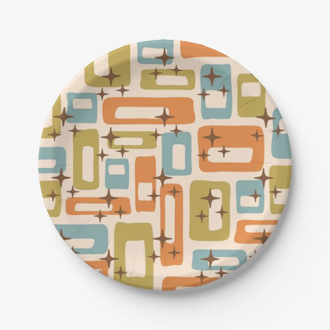 Retro Mid Century Modern Pappteller (Vorderseite)
