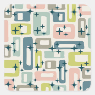 Retro Mid Century Modern Quadratischer Aufkleber