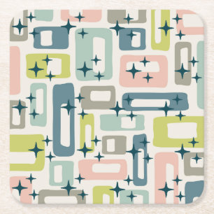 Retro Mid Century Modern Rechteckiger Pappuntersetzer