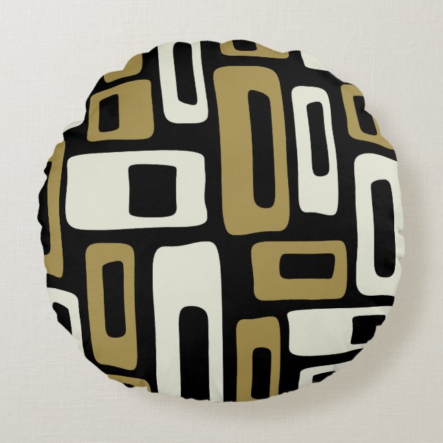 Retro Mid Century Modern Rundes Kissen (Vorderseite)