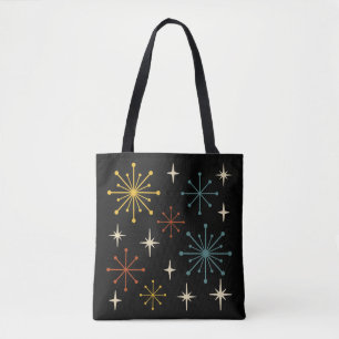 Retro-Mid-Century-Modern-Sternenexplosionsmuster Tasche