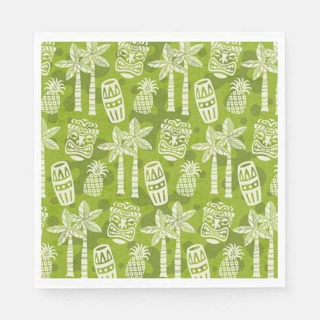 Retro-Mid-Century-Modern-Tiki-Muster Serviette (Vorderseite)