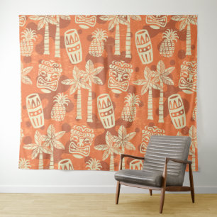 Retro-Mid-Century-Modern-Tiki-Muster Wandteppich