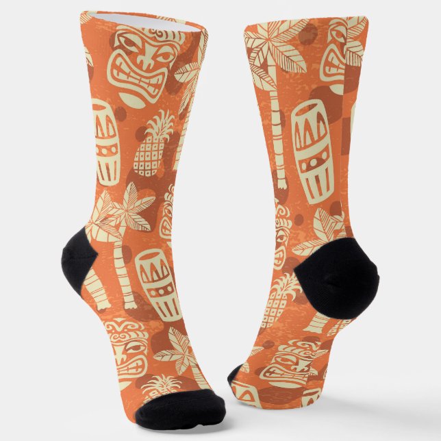 Retro Mid Century Modern Tiki Pattern Socken (Gewinkelt)